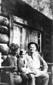 Nancy, son Jack, and Charlie Russell at Bull Head Lodge, summer 1924. Nancy, son Jack, and Charlie Russell at Bull Head Lodge, summer 1924. Courtesy of the Big Sky Collection, Larry and LeAnne Peterson