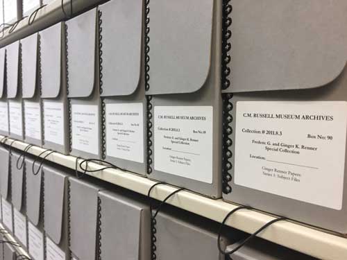 Archive boxes in the Renner Research Center