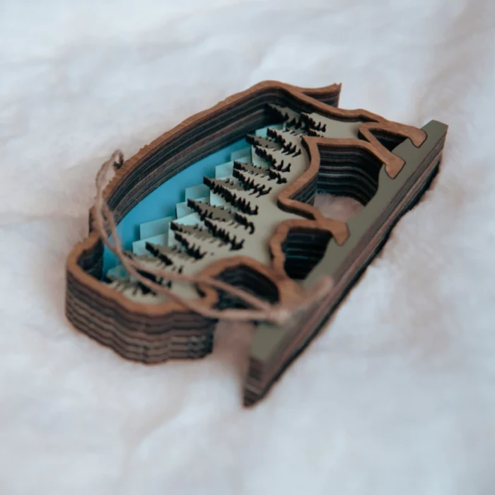 3D Bison Wood Ornament - Image 2