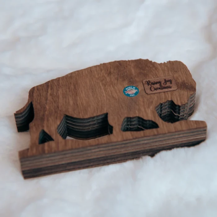 3D Bison Wood Ornament - Image 3